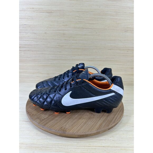 Nike Tiempo Legend IV FG Black Orange Leather Soccer Cleats Mens Size 11.5 - Picture 1 of 8